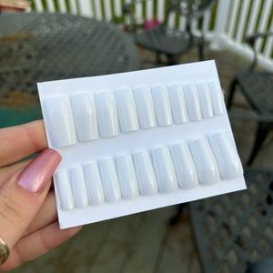 White Press On Nails